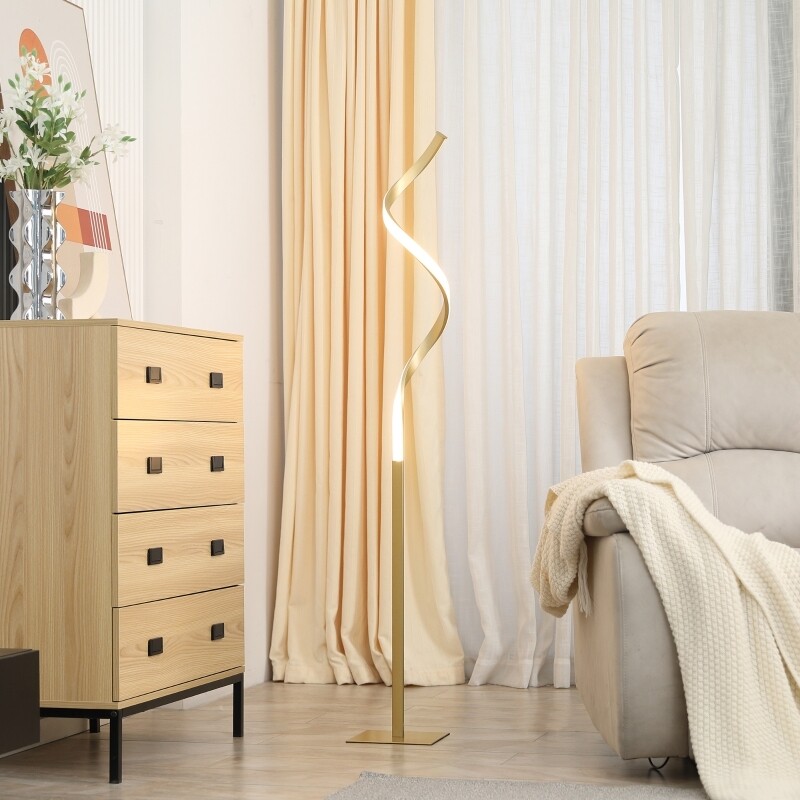 Stehleuchte in Spiralform gold