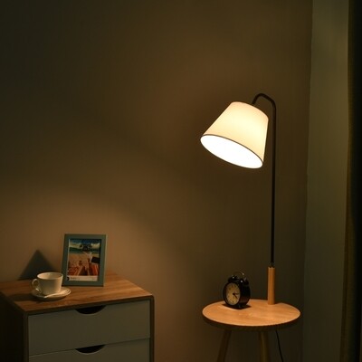 Stehlampe für Wohnzimmer Standleuchte Bogenleuchte mit Holz