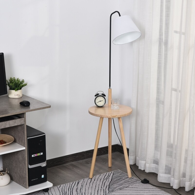 Stehlampe für Wohnzimmer Standleuchte Bogenleuchte mit Holz