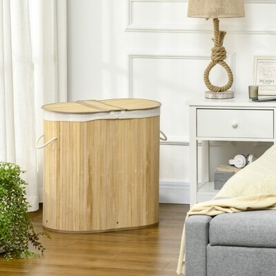 Wäschekorb 100L mit herausnehmbaren Wäschebank Natur + Weiss