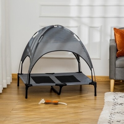 Hundebett mit Baldachin Haustierbett Hundeliege Grau