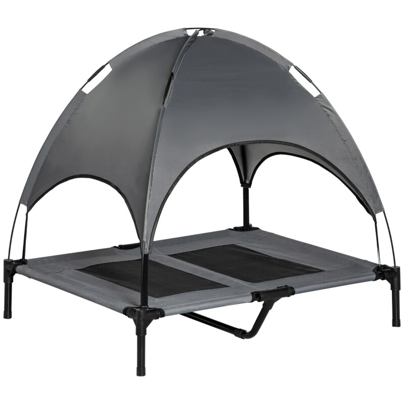 Hundebett mit Baldachin Haustierbett Hundeliege Grau