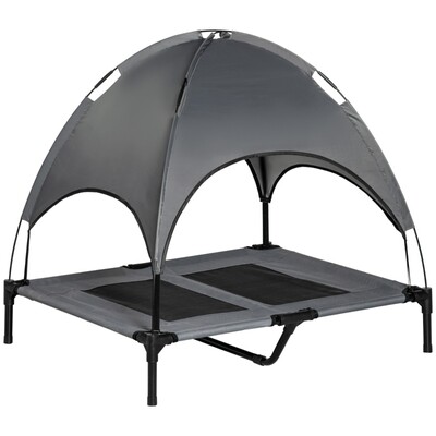 Hundebett mit Baldachin Haustierbett Hundeliege Grau