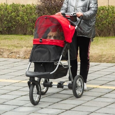 Hundewagen Hundebuggy Katzen PetStroller mit drei Rädern klappbar Oxford Rot