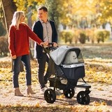 Hundewagen Hundebuggy Katzen PetStroller mit drei Rädern klappbar Oxford Schwarz/Grau