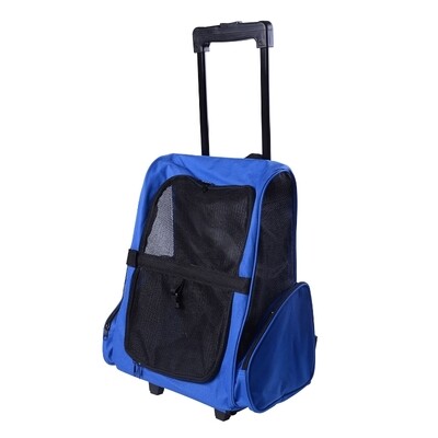 2in1 Hunde Trolley Tragetasche Rucksack blau