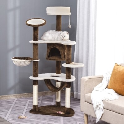 Katzenbaum Kletterbaum Kratzbaum Höhle Spielbaum Sisalsäulen, Kaffeebraun