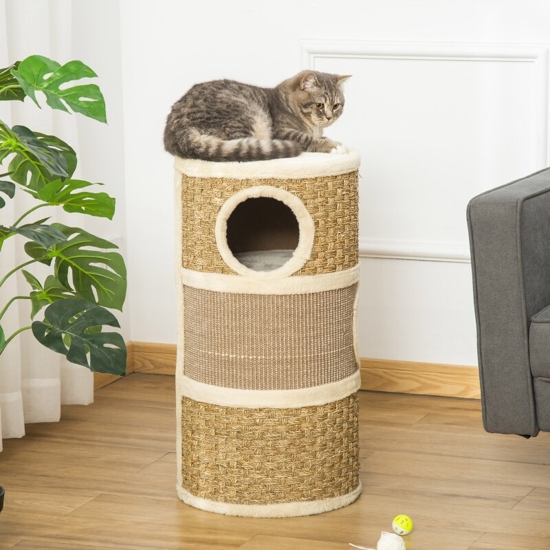 Katzenkratzbaum Kratztonne mit 3 Ebenen