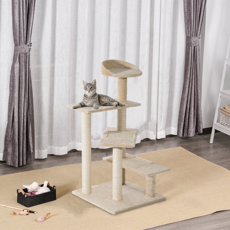 Kratzbaum Katzenkratzbaum mit Sisalsäulen Katzenbaum Beige
