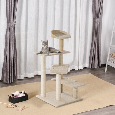 Kratzbaum Katzenkratzbaum mit Sisalsäulen Katzenbaum Beige