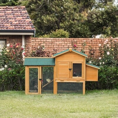 Hühnerstall Hühnerhaus mit Auslauf Fenster Geflügelstall Nistkasten Tannenholz- auch als Hasenstall verwendbar