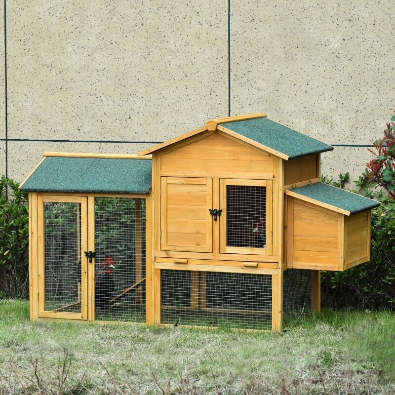 Hühnerstall Hühnerhaus mit Auslauf Fenster Geflügelstall Nistkasten Tannenholz- auch als Hasenstall verwendbar