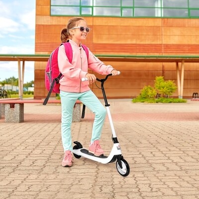 E-Scooter, Elektro-Tretroller, 6 km Reichweite, ab 6 Jahren, Stahlrahmen, schwarz+weiss, 76 x 53 x 95cm