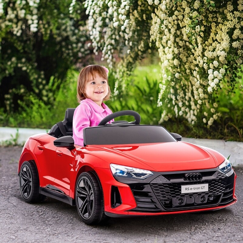 Kinderauto, Elektroauto, Audi RS, mit Sicherheitsgurt, Fernbedienung, Licht, rot+schwarz, 103 x 58 x 41cm