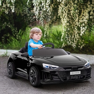 Kinderauto, Elektroauto, Audi RS e-tron, mit Sicherheitsgurt, Fernbedienung, Licht, schwarz, 103 x 58 x 41cm