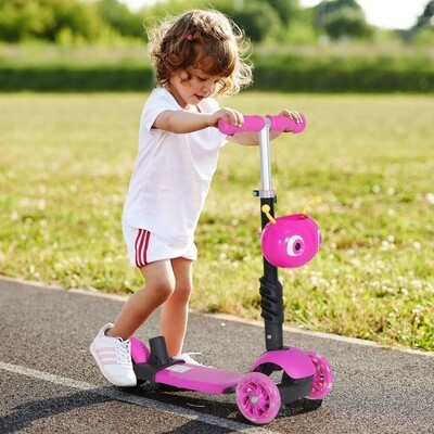 3 in 1 Kinderroller Scooter Tretroller Dreirad Kinder Roller Kickboard Cityroller Rosa