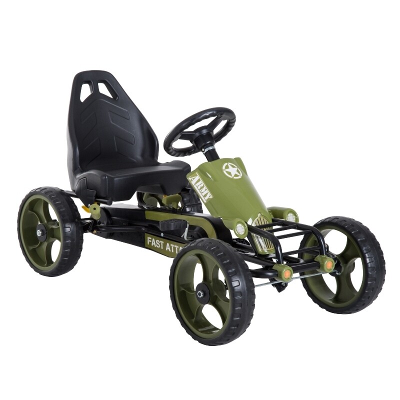 Tretauto Army Go Kart Tretfahrzeug Kinderspielzeug ab 3 Jahre Grün 105 x 54 x 61cm