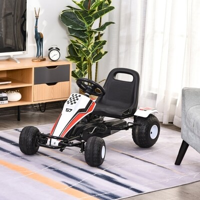 Go Kart Mit Pedal Kinderfahrzeug Tretauto Weiss