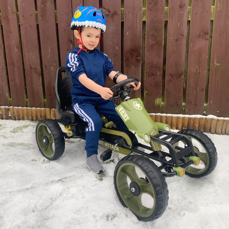 Tretauto Army Go Kart Tretfahrzeug Kinderspielzeug ab 3 Jahre Grün 105 x 54 x 61cm