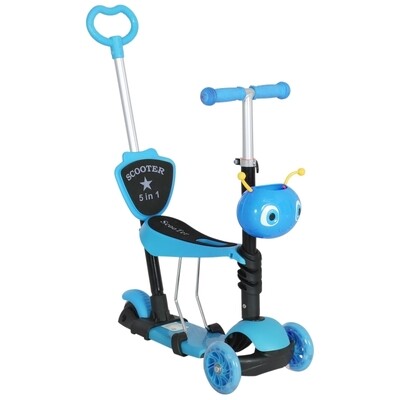 3 in 1 Kinderroller Scooter Tretroller Dreirad Kickboard Cityroller blau