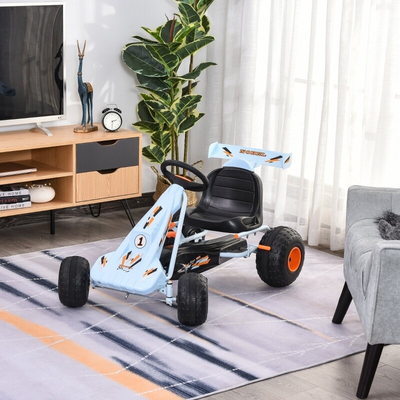 Go Kart Mit Pedalen Kinderfahrzeug Tretauto Gokart Stahl Hellblau