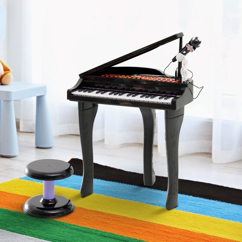Kinderklavier Musikinstrument 37 Tasten inkl. Hocker schwarz