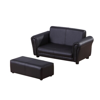 Kindersofa mit Hocker Sofa Sessel Kinder Kindersessel schwarz