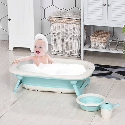 Babybadewanne mit 3 Teilen Babywanne Badewanne Kunststoff Grün