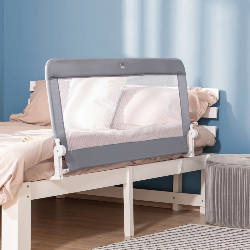 Bettschutzgitter, Stahl, klappbar, waschbarer Stoffbezug, grau, 120 x 40 x 60cm