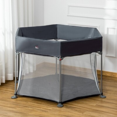Laufstall klappbar tragbar 134 cm x 134 cm x 83 cm Mesh PP Grau