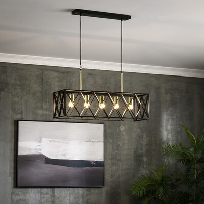 Pendelleuchte, Hängelampe, höhenverstellbar, Industrial Design, Metallschirm, schwarz+gold,
