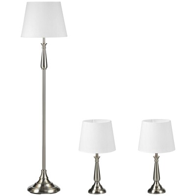 3-teiliges Lampenset im Vintage-Design, Silber + Weiss