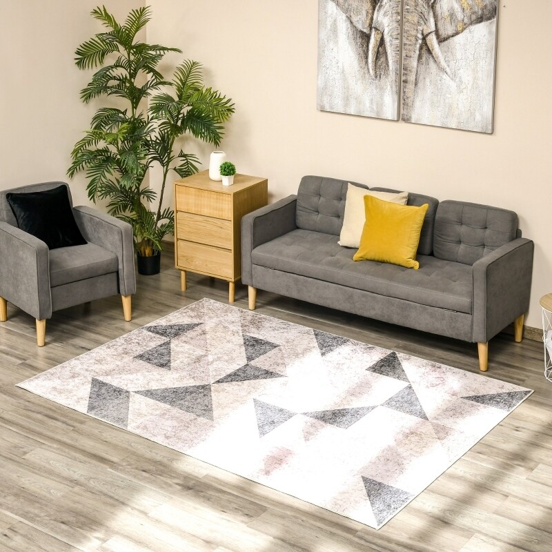 Teppich im Trenddesign mit geometrischen Formen Grau+Schwarz+Weiss 160 x 230 cm
