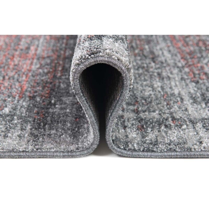 Teppich Kurzflor Grau-Koralle 190 x 133 x 1 cm