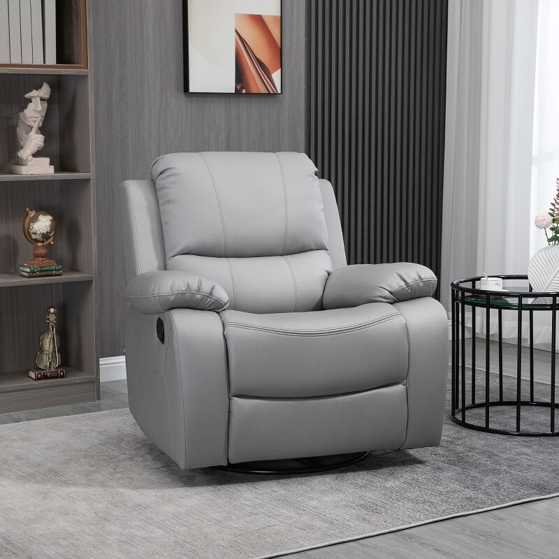 Relaxsessel mit Neigungsverstellung bis 135° 360 Grad drehbar Grau