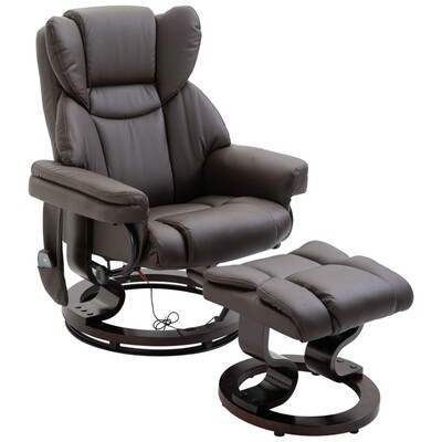 Massagesessel mit Fusshocker Liegefunktion Braun