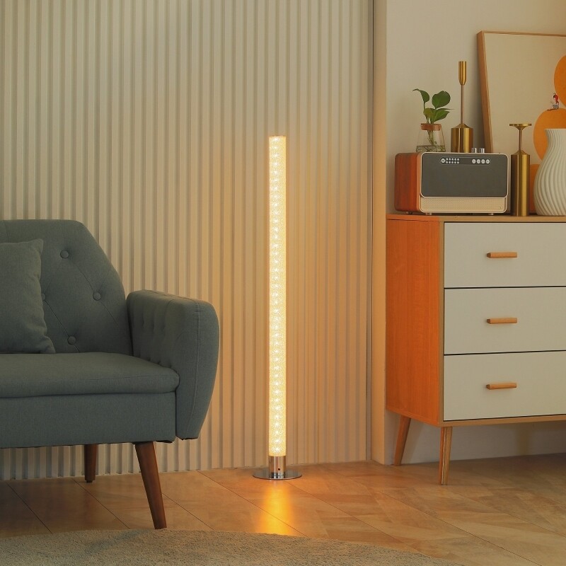 Stehleuchte, LED, 16 Farben, mehrere Lichtmodi, zylindrisches Gehäuse, Fernbedienung, Ø15 x 104cm