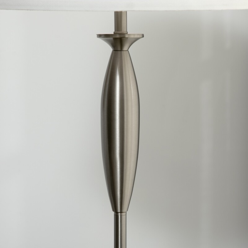 3-teiliges Leuchten-Set. 1 Stehleuchte, 2 Tischleuchten, Leinenoptik; Silber + Weiss