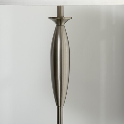 3-teiliges Leuchten-Set. 1 Stehleuchte, 2 Tischleuchten, Leinenoptik; Silber + Weiss