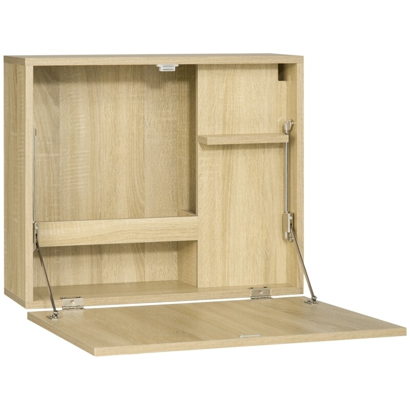 Wandklapptisch mit Regalen und Fächern 60 cm x 21,5 cm x 50 cm Natur