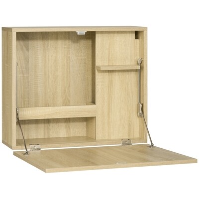 Wandklapptisch mit Regalen und Fächern 60 cm x 21,5 cm x 50 cm Natur