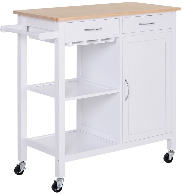 Servierwagen Küchenwagen Rollwagen inkl. 2 Schubladen Weiss