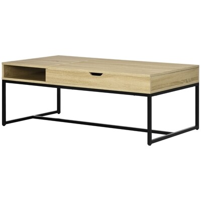 Beistelltisch, Couchtisch, modernes Design, versteckter Stauraum, natur+schwarz,
