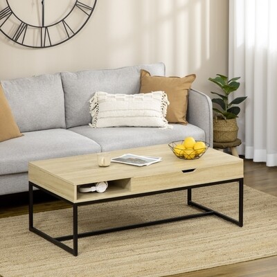 Beistelltisch, Couchtisch, modernes Design, versteckter Stauraum, natur+schwarz,