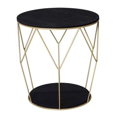 Kaffeetisch mit Stauraum Beistelltisch Couchtisch Nachttisch Metall MDF Schwarz