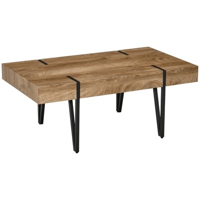 Schicker Couchtisch mit dicker Platte im Industriedesign Schwarz + Braun