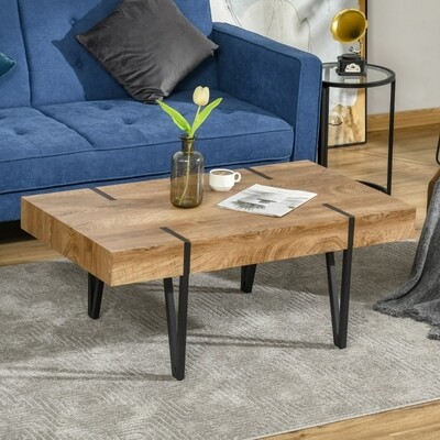 Schicker Couchtisch mit dicker Platte im Industriedesign Schwarz + Braun