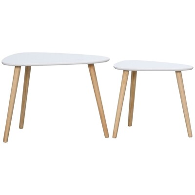 2er-Set Beistelltische Skandi-Design Kiefernholz Weiss + Natur