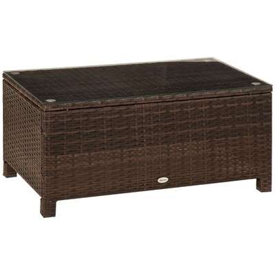 Garten Beistelltisch Couchtisch Gartentisch Balkontisch ESG PE-Rattan Braun