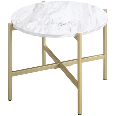 Beistelltisch im Industrie-Design Gold + Weiss